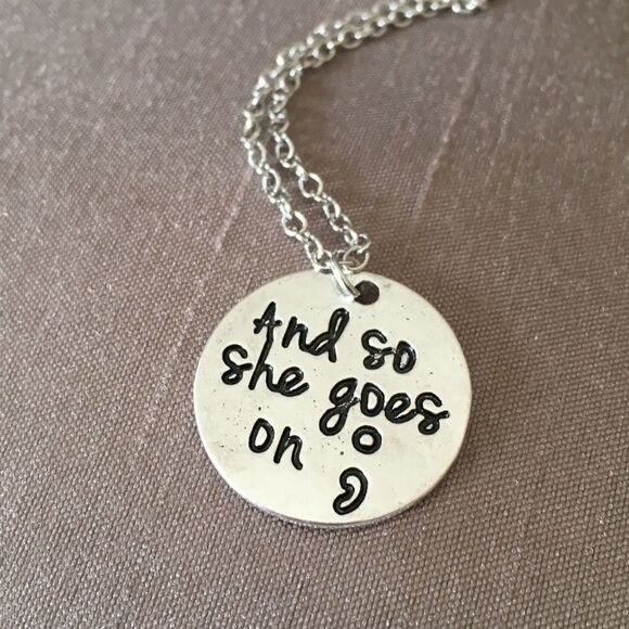 Silver Tone Semi Colon And So She Goes On Necklace NWT - Picture 3 of 4